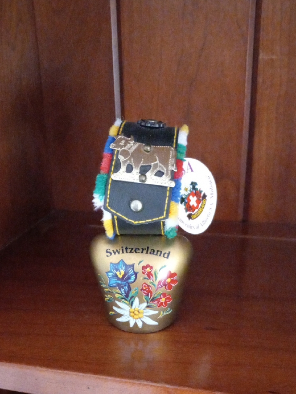 Floral Cowbell Souvenir Ornament From Switzerland